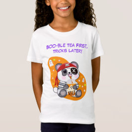 Halloween Kawaii Pirat Panda Drinking Boba Tea T Shirt