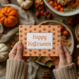 Halloween Kawaii Pumpkins Mönster Helg Vykort