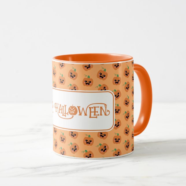 Halloween Kawaii Pumpkins Mönster Mugg (Framsida höger)
