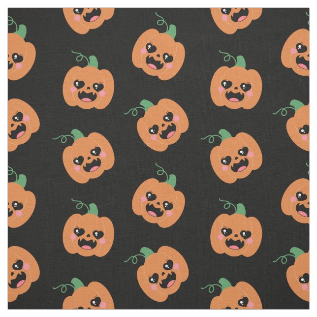 Halloween Kawaii Pumpkins Mönster Tyg (Provkarta)