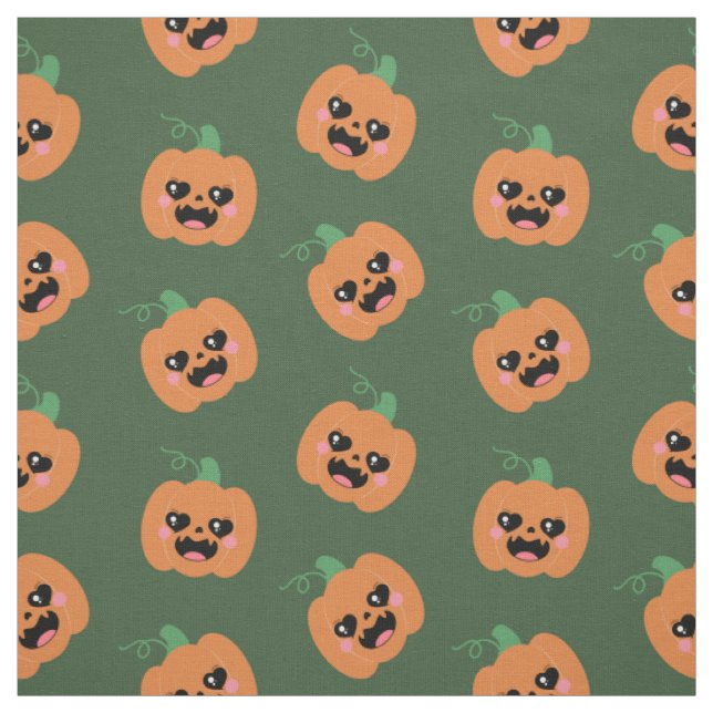 Halloween Kawaii Pumpkins Mönster Tyg (Provkarta)