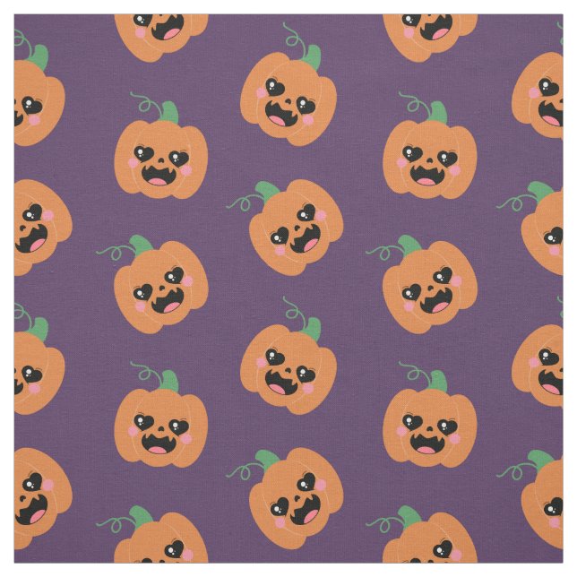Halloween Kawaii Pumpkins Mönster Tyg (Provkarta)