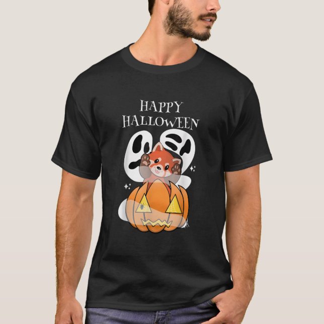 Halloween Kawaii Red Panda T Shirt (Framsida)