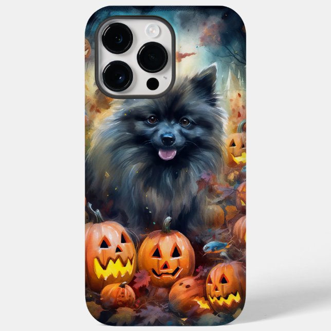Halloween Keeshond med pumpor Scary (Baksida)