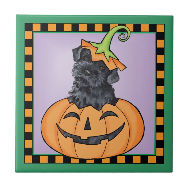 Halloween Kerry Blue Terrier Kakelplatta (Framsidan)