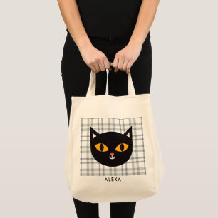 Halloween Kids Bus eller godis Black Cat Tygkasse
