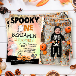Halloween Kids Costume 1:a Birthday Party Photo Inbjudningar