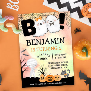 Halloween Kids Costume 1st Birthday Party Inbjudningar