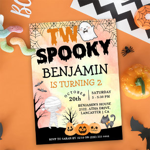 Halloween Kids Costume 2 Birthday Party Inbjudningar
