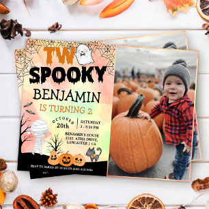 Halloween Kids Costume 2 Birthday Party Photo Inbjudningar