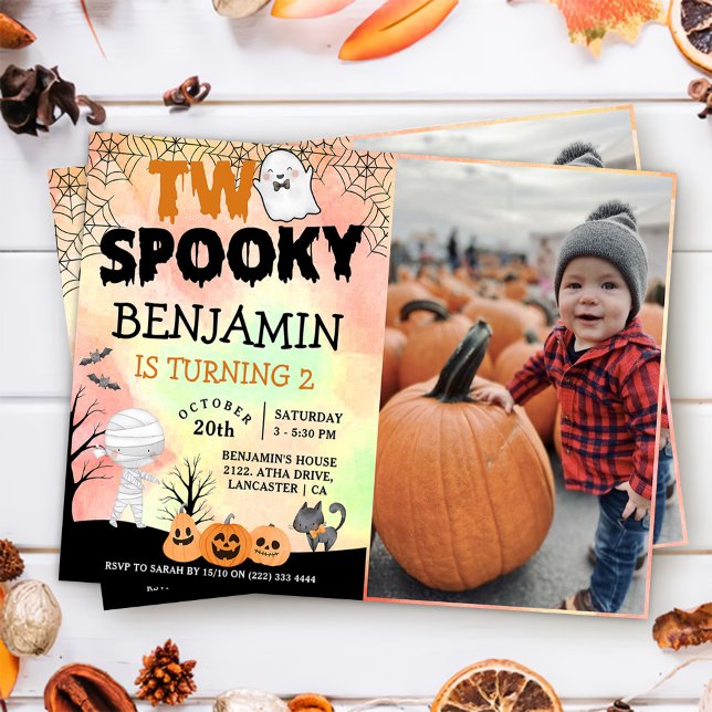 Halloween Kids Costume 2 Birthday Party Photo Inbjudningar (Skapare uppladdad)