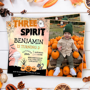 Halloween Kids Costume 3 Birthday Party Photo Inbjudningar