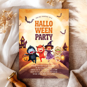 Halloween Kids Costume Party Trick Treat Inbjudningar