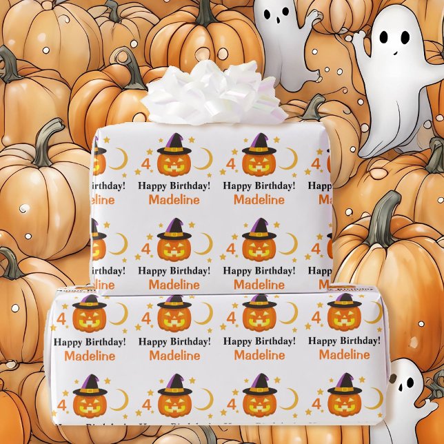 Halloween Kids Namn Barns födelsedag personalisera Presentpapper (Skapare uppladdad)