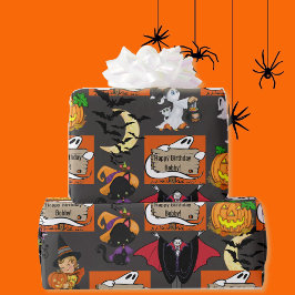 Halloween Kids Namn Barns födelsedag personalisera Presentpapper