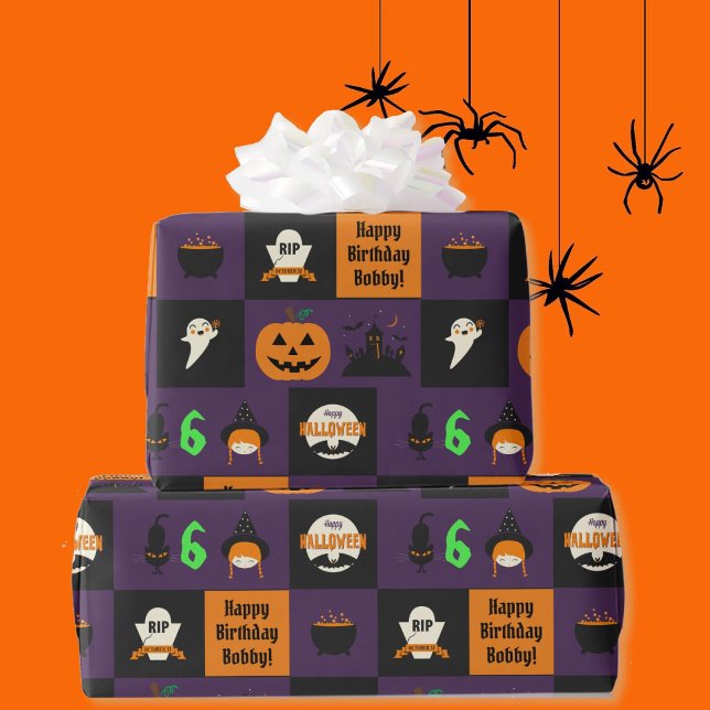 Halloween Kids Namn Barns födelsedag personalisera Presentpapper (Skapare uppladdad)