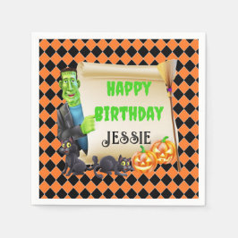Halloween Kids Namn Frankenstein Birthday Anpassni Pappersservett