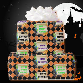 Halloween Kids Namn Frankenstein Birthday Anpassni Presentpapper