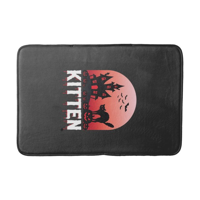 Halloween Kittel Spökhus Katt Design_1 Badrumsmatta (Framsidan)