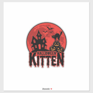 Halloween Kittel Spökhus Katt Grafisk_1 Klistermärken