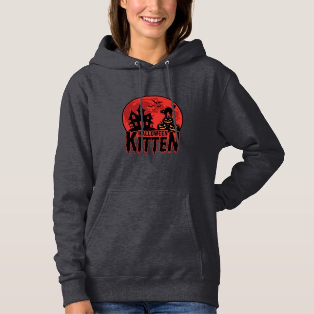 Halloween Kittel Spökhus Katt Grafisk_1 T Shirt (Framsida)