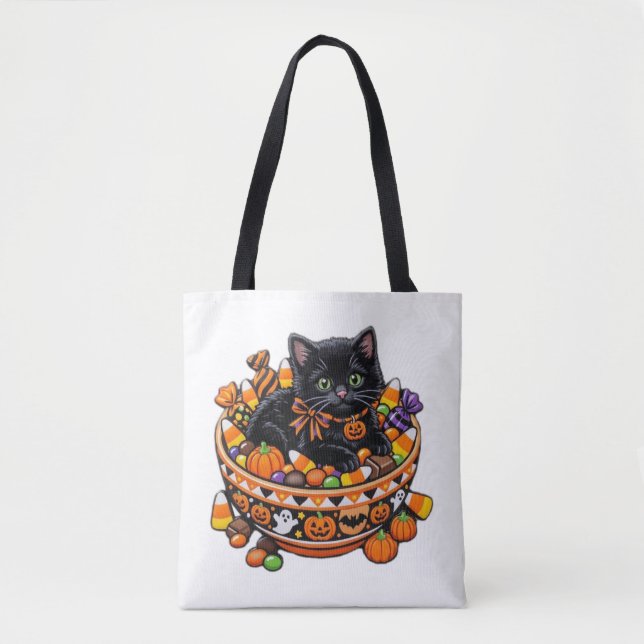 Halloween Kittel Totebag Tygkasse (Framsida)