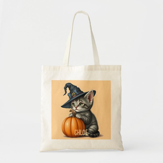 Halloween Kitten, Halloween Kitten Witch,  Tygkasse (Framsidan)