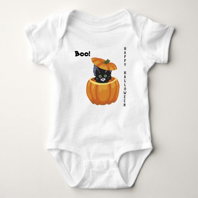 Halloween Kitten i Pumpkin T Shirt (Framsida)