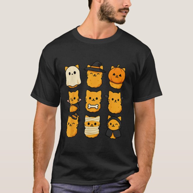 Halloween Kitten Nuggets Food Pun Cat Lover  T Shirt (Framsida)