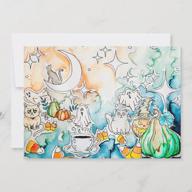 Halloween Kitty Konst Julkort (Framsida)
