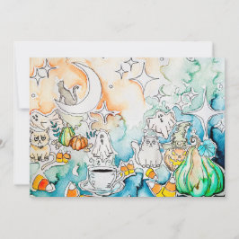 Halloween Kitty Konst Julkort