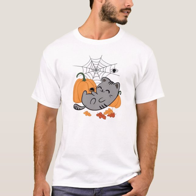 Halloween Kitty och Spindlar Classic T-Shirt (Framsida)