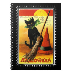 Halloween Kitty sittande häxhatt Anteckningsbok