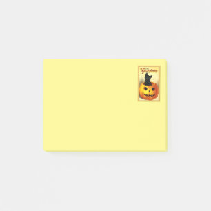 Halloween Kitty sittande i Jack O Lantern Post-it Block