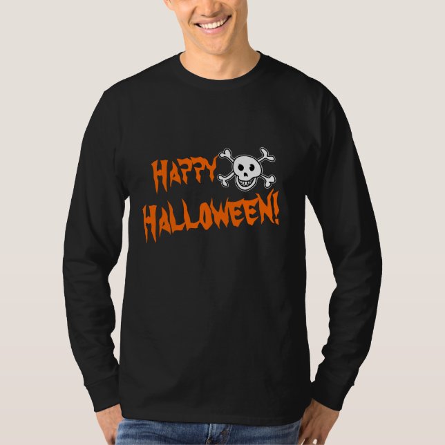 Halloween-kläder för manar | skalle och ben t shirt (Framsida)