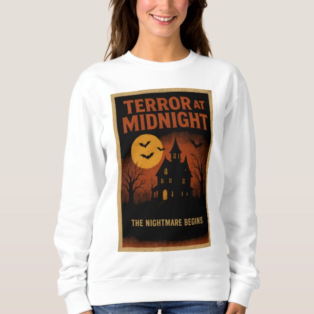 Halloween-klädsretro Terror vid Midnight Poster T Shirt (Framsida)