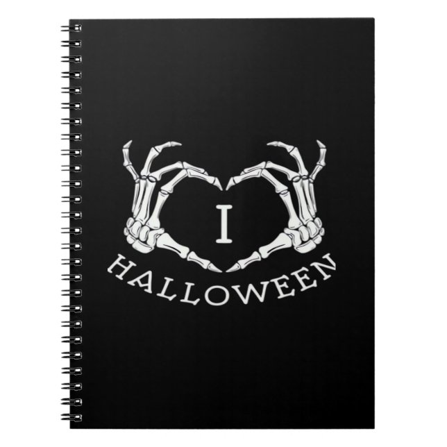 Halloween! Klassiskt - Skeleton Händer Heart Anteckningsbok (Framsidan)