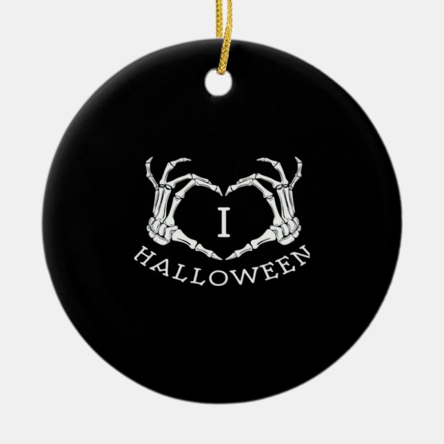 Halloween! Klassiskt - Skeleton Händer Heart Julgransprydnad Keramik (Framsidan)