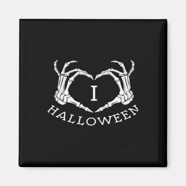 Halloween! Klassiskt - Skeleton Händer Heart Magnet (Framsidan)