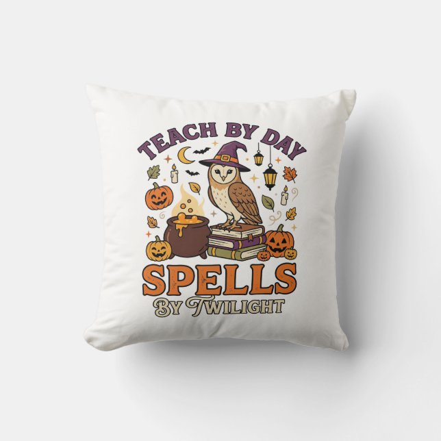 Halloween Klassrum Månljus Magi Kudde (Framsida)