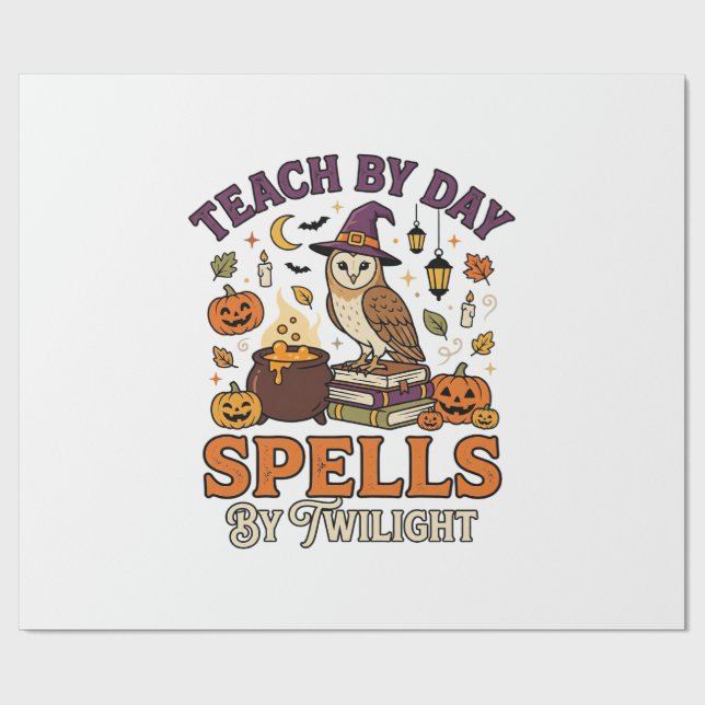 Halloween Klassrum Månsmagi Presentpapper (Platt)
