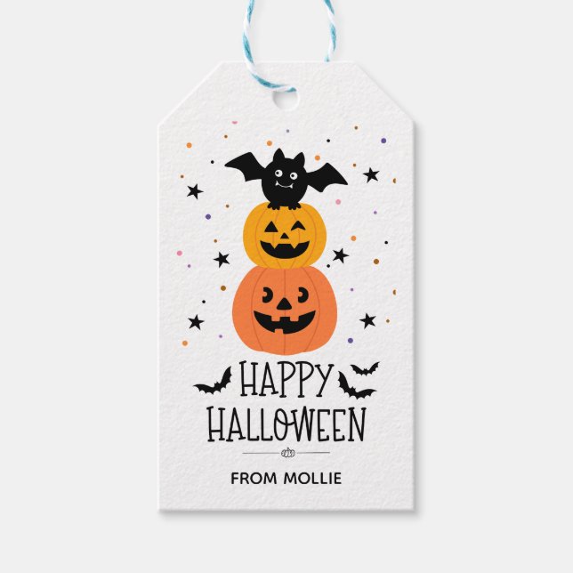 Halloween Klassrum Pumpa Fladdermöss Presentkort Presentetikett (Framsidan)