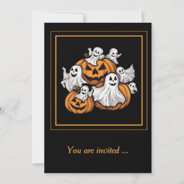 Halloween: Kleine Geister mit Kürbissen -  Inbjudningar