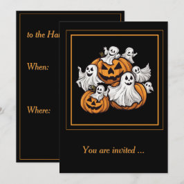 Halloween: Kleine Geister mit Kürbissen -  Inbjudningar