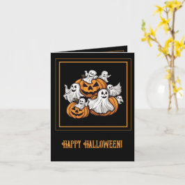 Halloween: Kleine Geister mit Kürbissen -  Kort