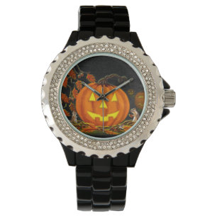 Halloween klocka, jack o lantern, jordekorrar, armbandsur
