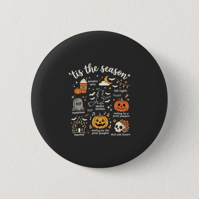 Halloween-klotter Årstiden För Teckning Av Häxa Knapp (Framsida)