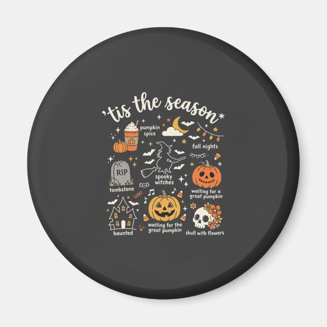 Halloween-klotter Årstiden För Teckning Av Häxa Magnet (Framsidan)