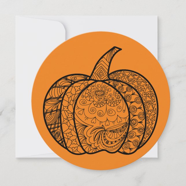 Halloween-klotter boho mandala pumpor Höst Inbjudningar (Framsida)