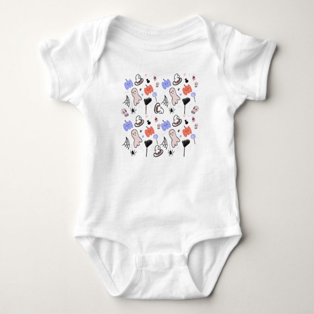 Halloween-klotter Handritad kul T Shirt (Framsida)